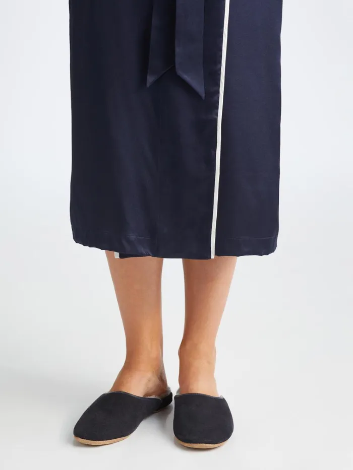 Slippers WomenSlippers Derek Rose Mule Slippers Imogen Suede Sheepskin Navy