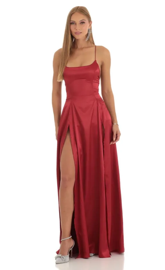 Slit Maxi Dress Red Women LUCY IN THE SKY Maxi Dresses