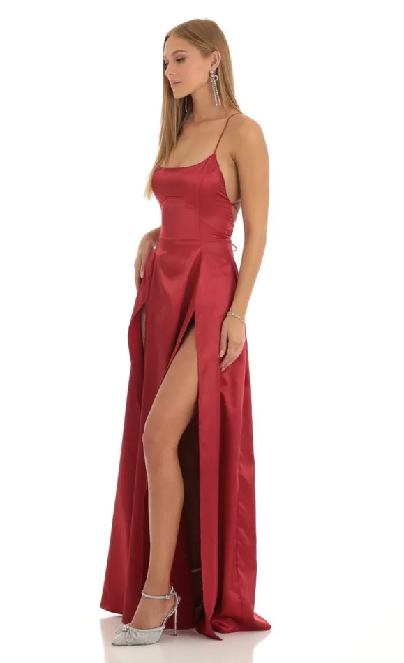 Slit Maxi Dress Red Women LUCY IN THE SKY Maxi Dresses Slit Maxi Dress Red Women LUCY IN THE SKY Maxi Dresses