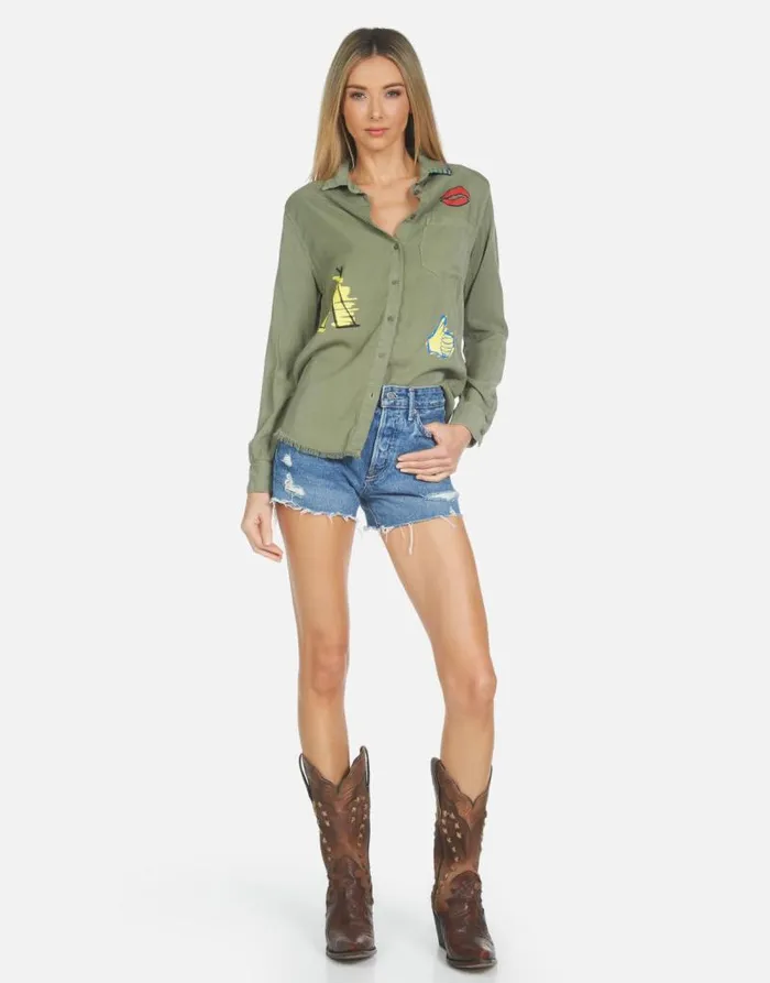 Sloane Camp Hair Don039t Care Military Women Lauren Moshi Long Sleeve