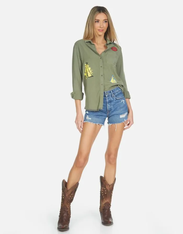 Sloane Camp Hair Don039t Care Military Women Lauren Moshi Long Sleeve