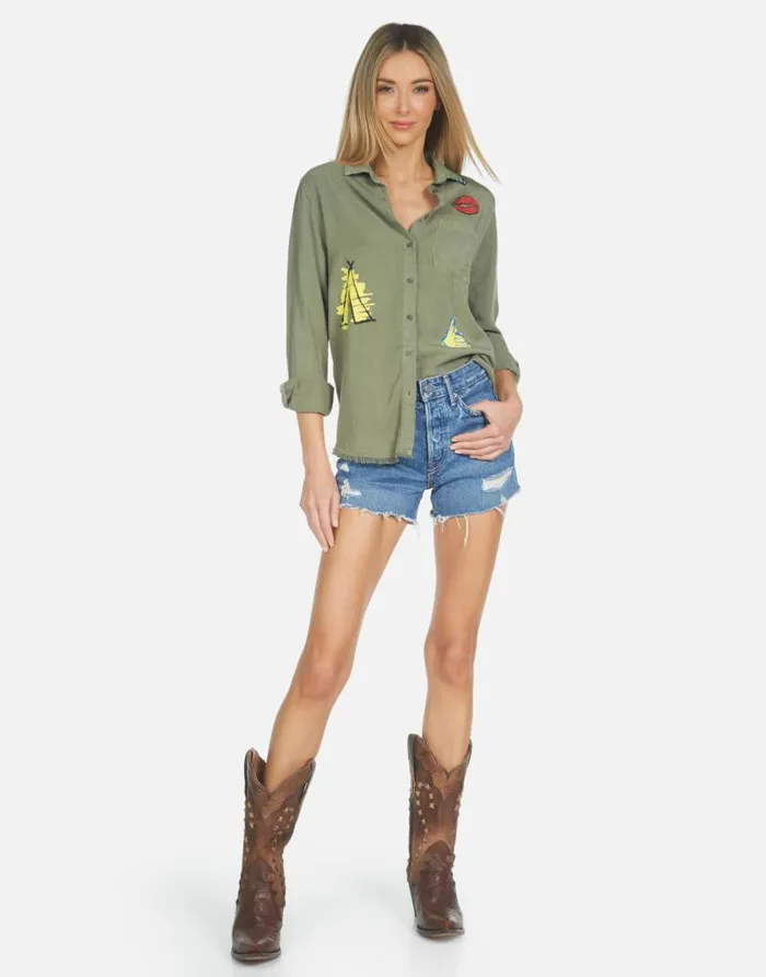 Sloane Camp Hair Don039t Care Military Women Lauren Moshi Long Sleeve