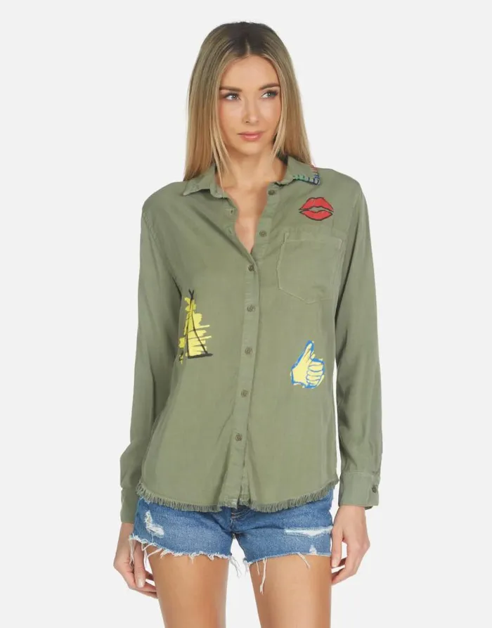 Sloane Camp Hair Don039t Care Military Women Lauren Moshi Long Sleeve
