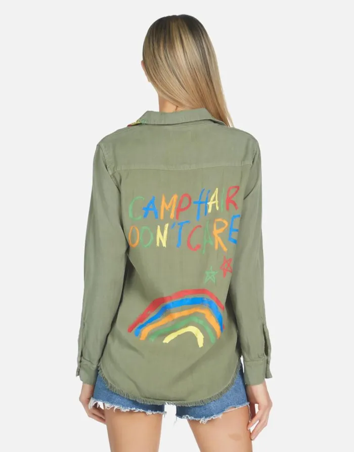 Sloane Camp Hair Don039t Care Military Women Lauren Moshi Long Sleeve