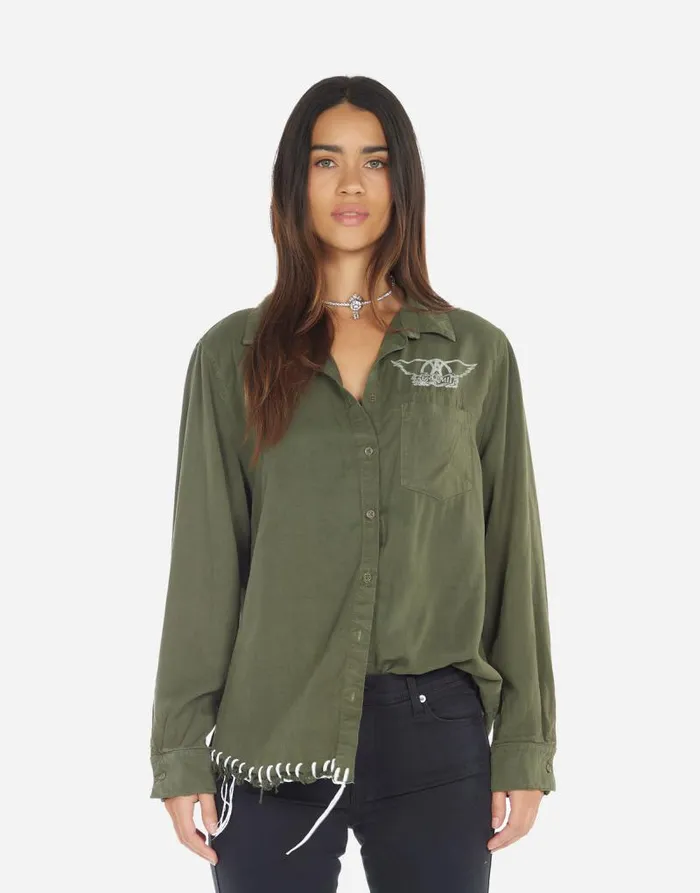 Sloane Vintage Aerosmith Military Women Lauren Moshi Long Sleeve