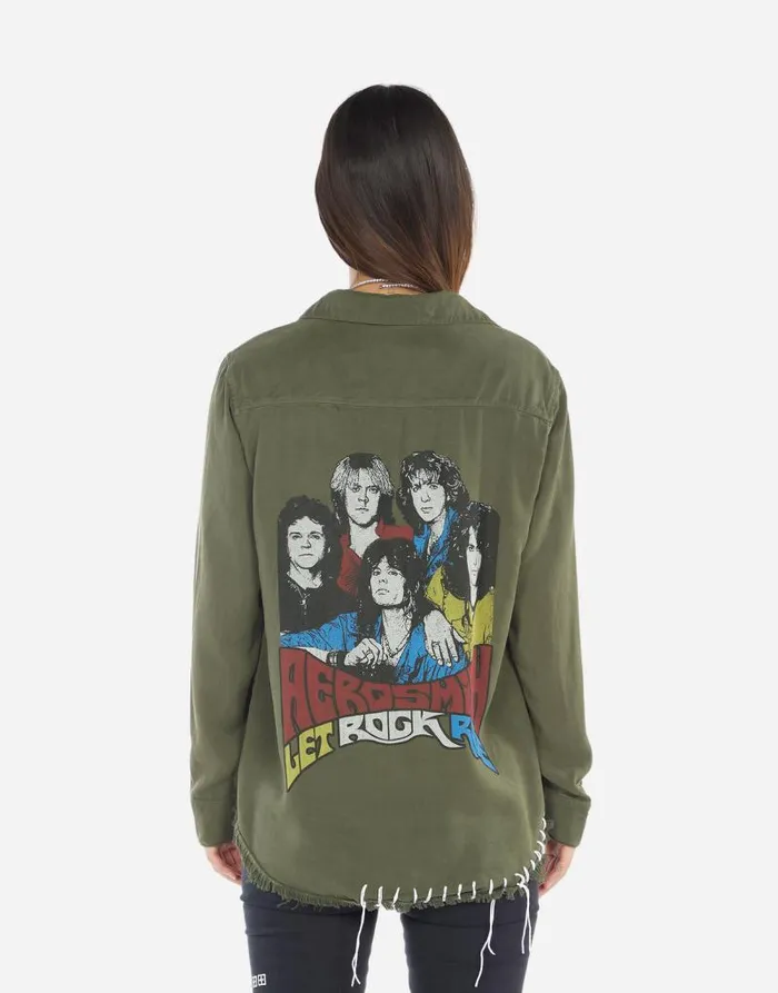 Sloane Vintage Aerosmith Military Women Lauren Moshi Long Sleeve