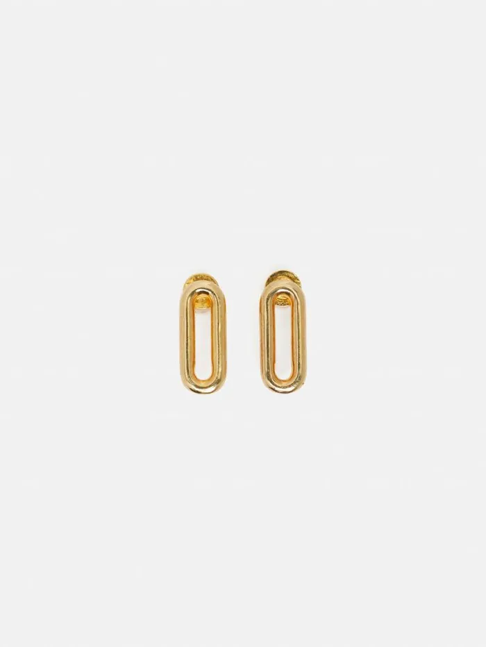 Small Link Stud Earrings Gold Women Jigsaw Jewellery