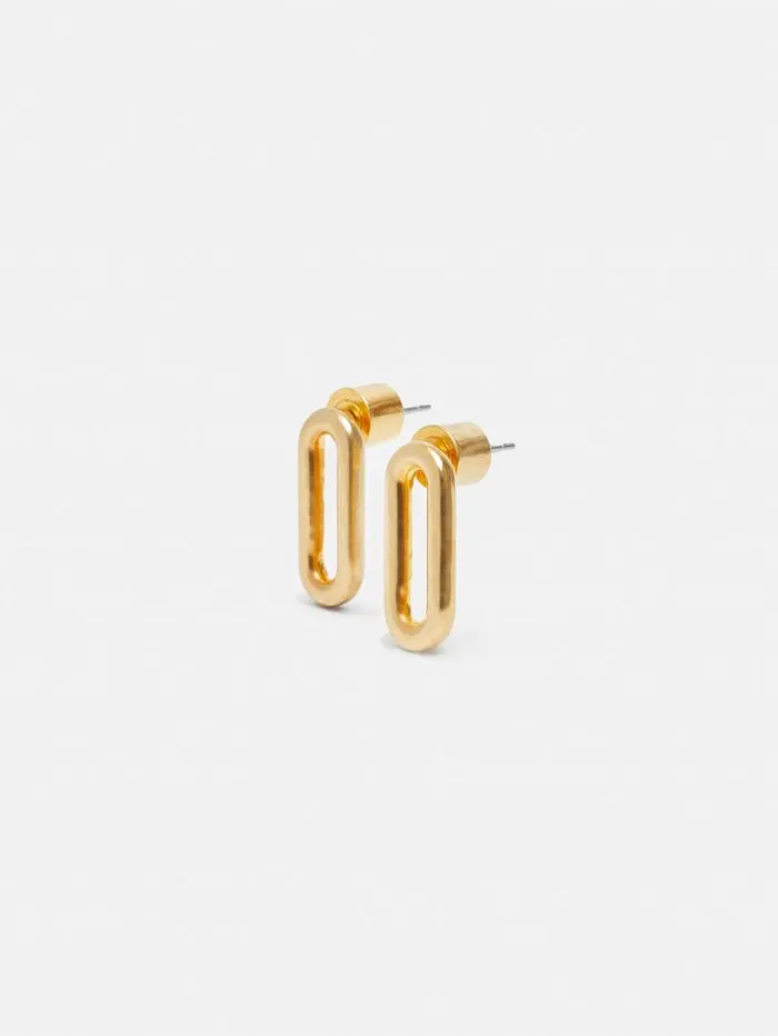 Small Link Stud Earrings Gold Women Jigsaw Jewellery
