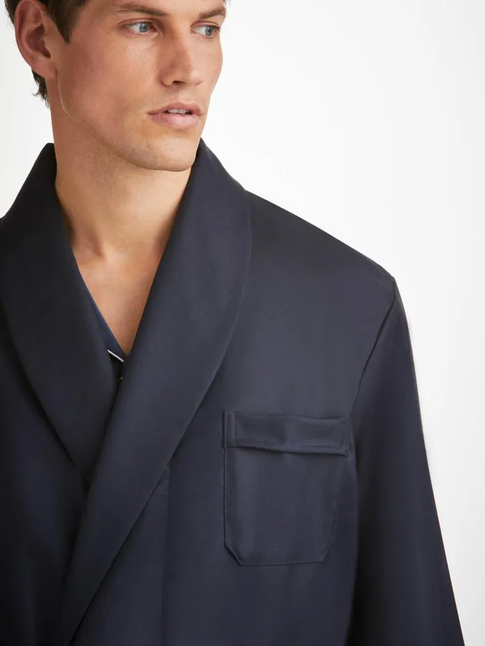 Smoking Jackets Men Derek Rose Smoking Jacket Westminster 2 Wool Navy