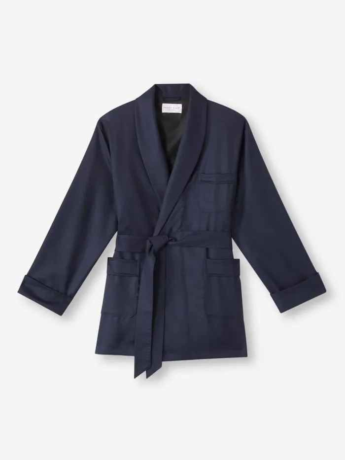 Smoking Jackets Men Derek Rose Smoking Jacket Westminster 2 Wool Navy