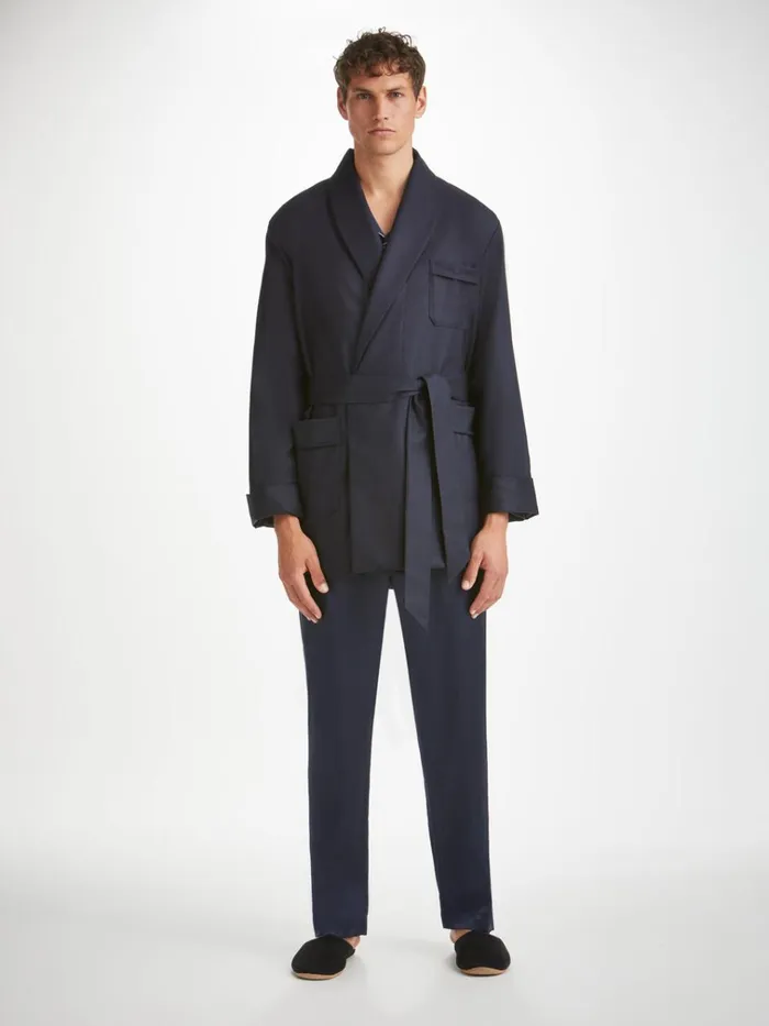 Smoking Jackets Men Derek Rose Smoking Jacket Westminster 2 Wool Navy