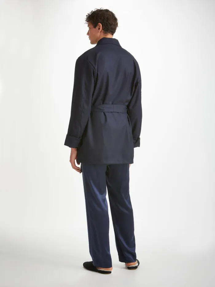 Smoking Jackets Men Derek Rose Smoking Jacket Westminster 2 Wool Navy