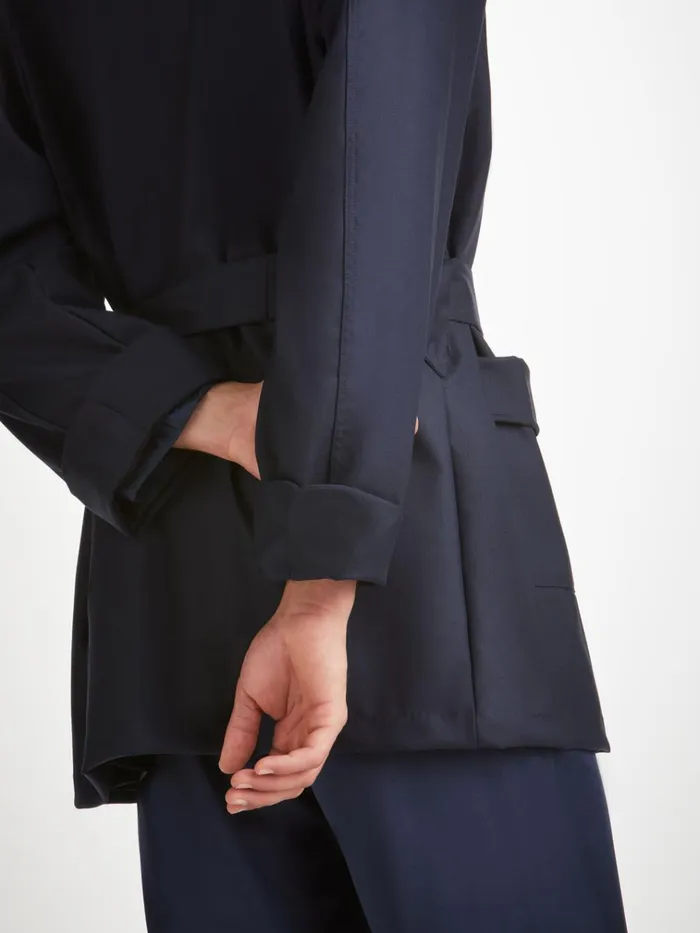 Smoking Jackets Men Derek Rose Smoking Jacket Westminster 2 Wool Navy