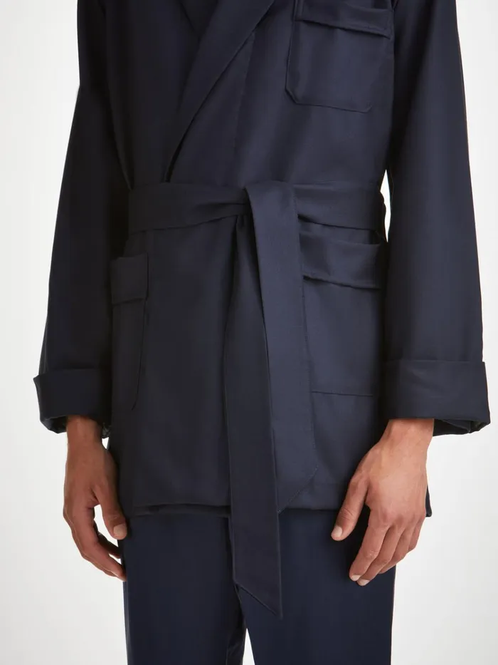 Smoking Jackets Men Derek Rose Smoking Jacket Westminster 2 Wool Navy