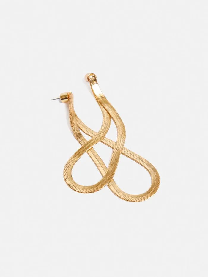 Snake Chain Loop Earrings Gold Women Jigsaw Jewellery