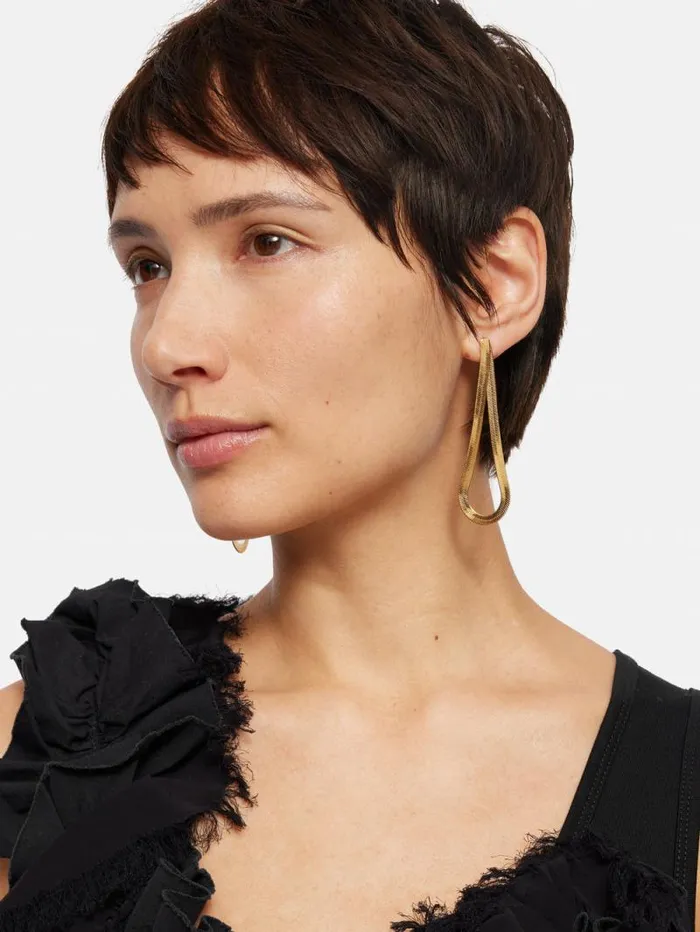 Snake Chain Loop Earrings Gold Women Jigsaw Jewellery Snake Chain Loop Earrings Gold Women Jigsaw Jewellery