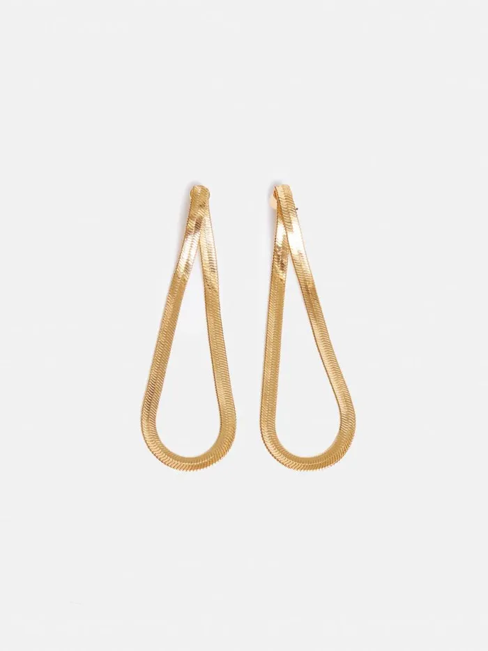 Snake Chain Loop Earrings Gold Women Jigsaw Jewellery Snake Chain Loop Earrings Gold Women Jigsaw Jewellery