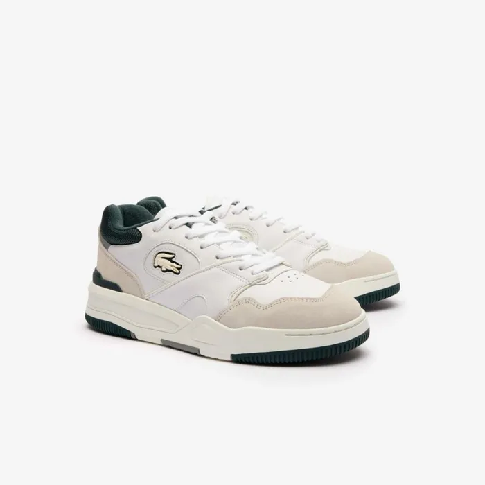 Sneakers Men Lacoste Mens Lineshot Eyelet Upper Sneakers Whitedark Green 1r5