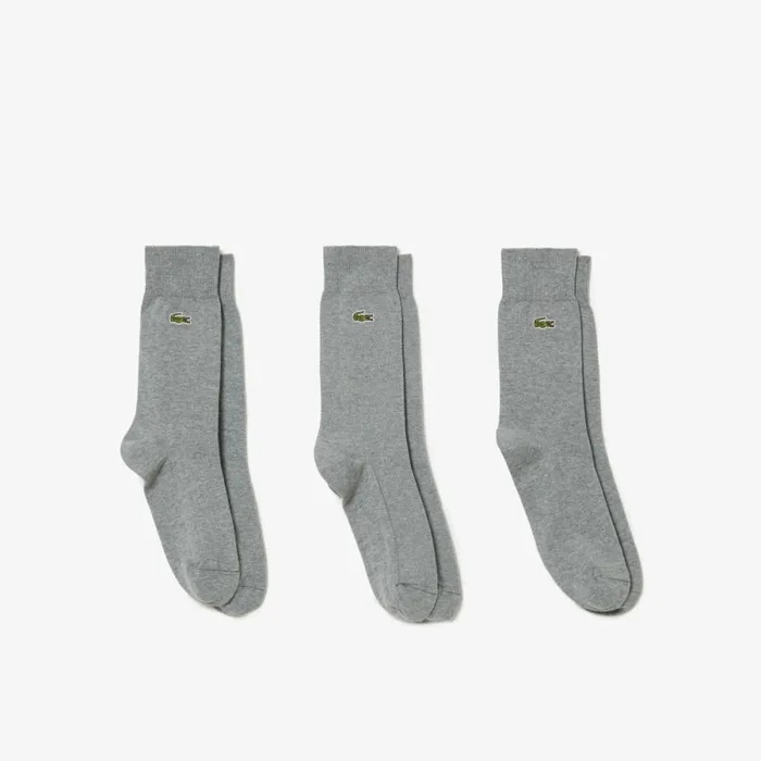 Socks MenWomen Lacoste Unisex 3Pack HighCut Socks Grey Chine Yrd