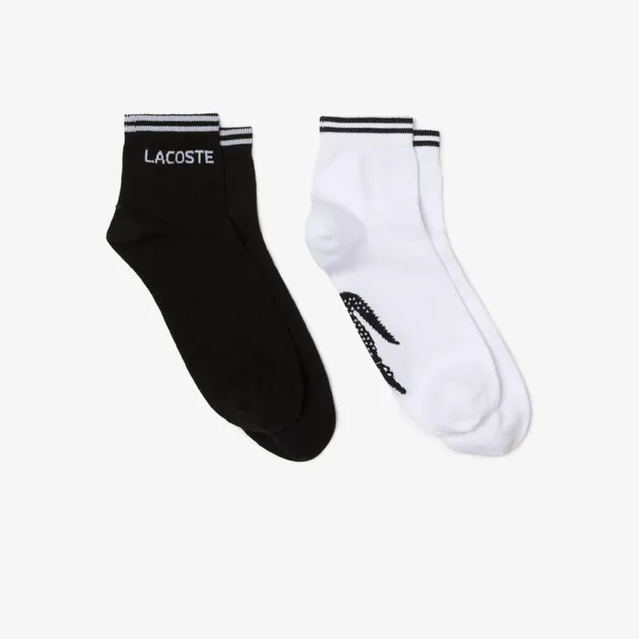 Socks WomenMen Lacoste Unisex SPORT 2Pack Low Cotton Socks Black White 258