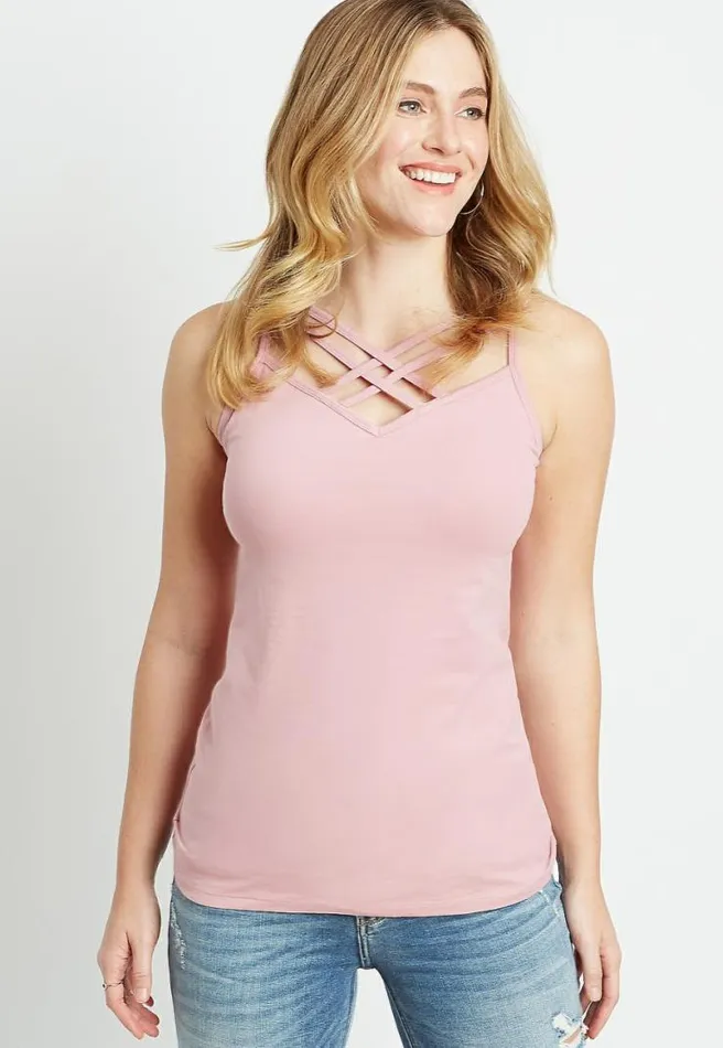 Solid Strappy Neck Cami Women Maurices Tops