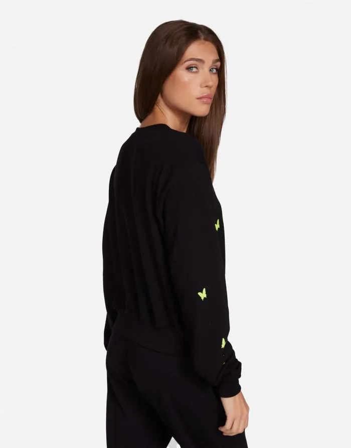 Spalding Neon Peace Love Butterflies Black Women Lauren Moshi Long Sleeve