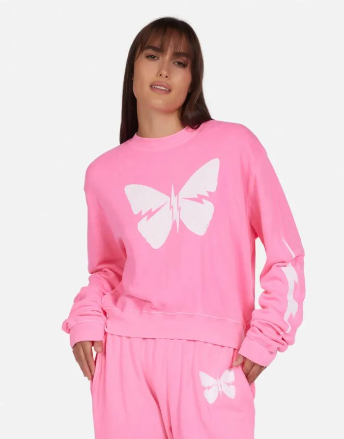 Spalding X Lightning Butterfly Neon Pink Women Lauren Moshi Long Sleeve