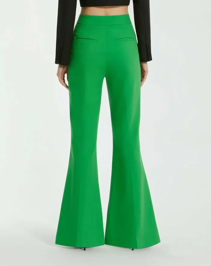 Spring Green Classic Crepe Flared Leg Trouser Pant 8211 FINAL SALE Spring Green Women Pants Mac Duggal
