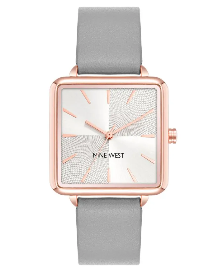 Square Case Smooth Strap Watch Greyrose Gold Women Nine West Straps