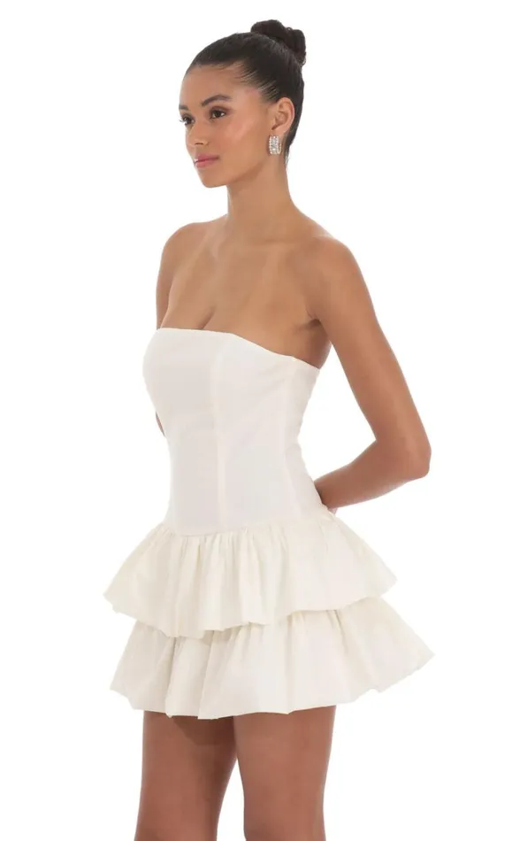 Strapless Corset Bubble Dress Ivory Women LUCY IN THE SKY Mini Dresses Strapless Corset Bubble Dress Ivory Women LUCY IN THE SKY Mini Dresses