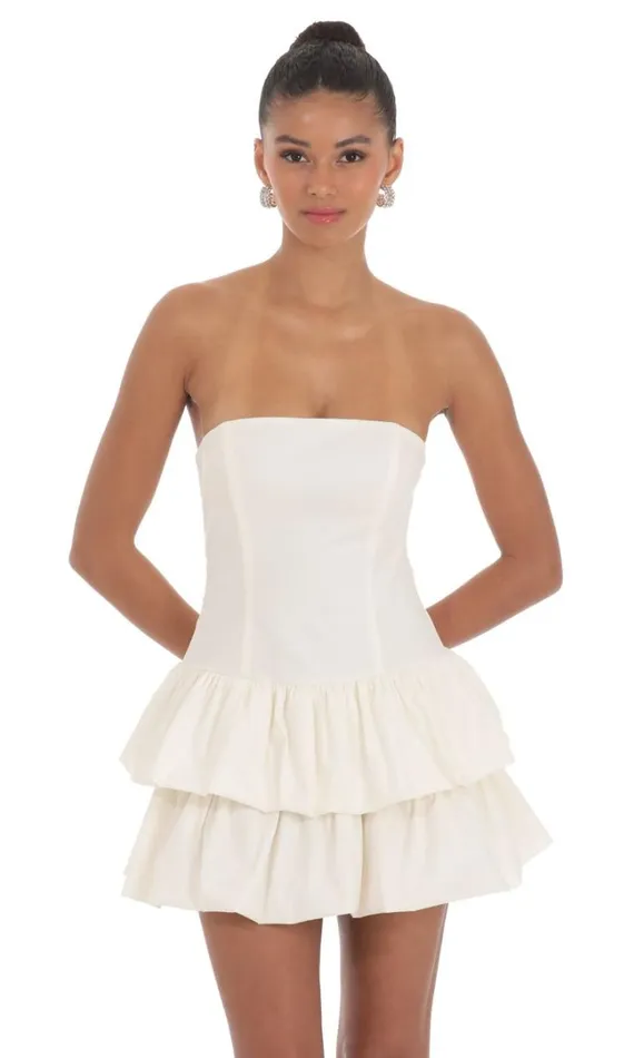 Strapless Corset Bubble Dress Ivory Women LUCY IN THE SKY Mini Dresses Strapless Corset Bubble Dress Ivory Women LUCY IN THE SKY Mini Dresses