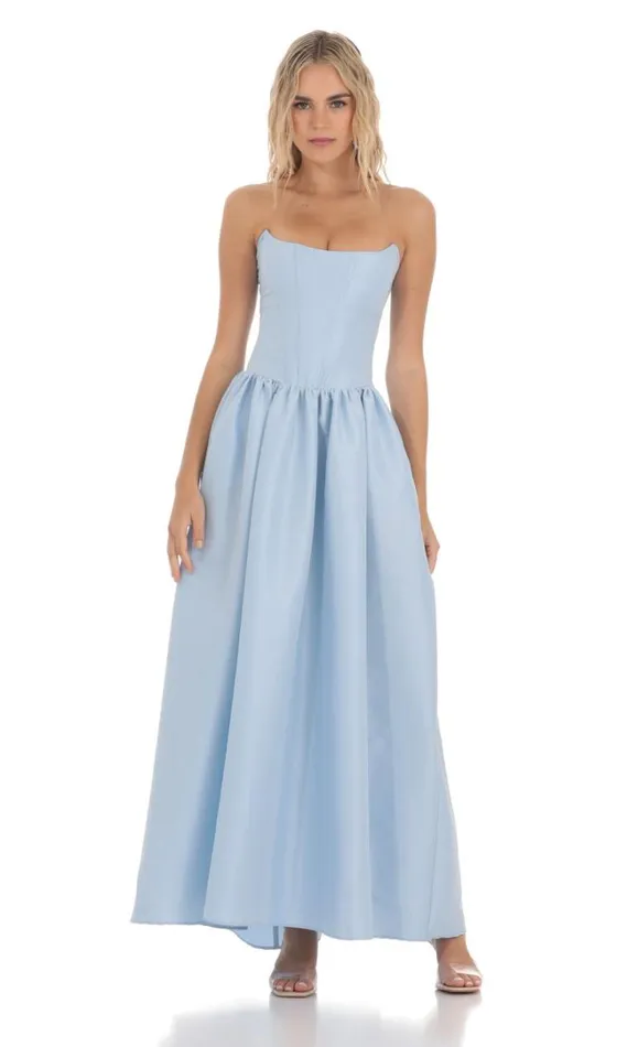 Strapless Corset Gown Blue Women LUCY IN THE SKY Maxi Dresses