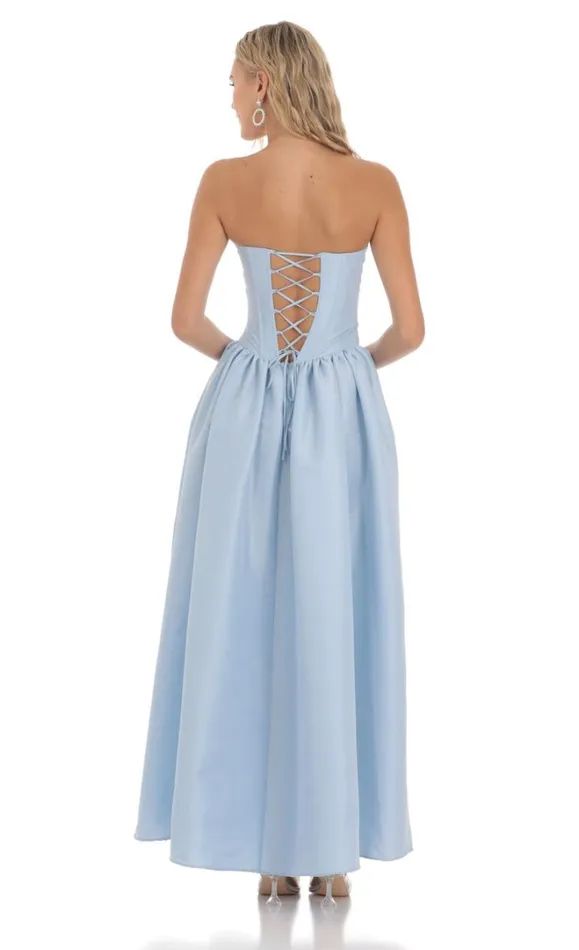 Strapless Corset Gown Blue Women LUCY IN THE SKY Maxi Dresses Strapless Corset Gown Blue Women LUCY IN THE SKY Maxi Dresses