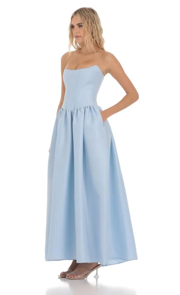 Strapless Corset Gown Blue Women LUCY IN THE SKY Maxi Dresses Strapless Corset Gown Blue Women LUCY IN THE SKY Maxi Dresses