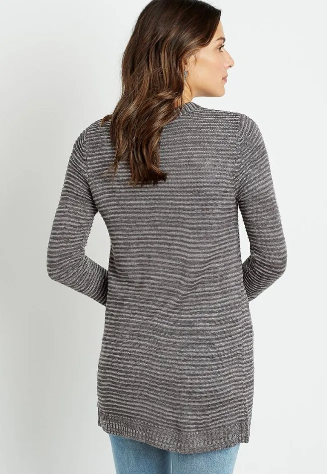 Striped Washed Yarn Cardigan Women Maurices Tops