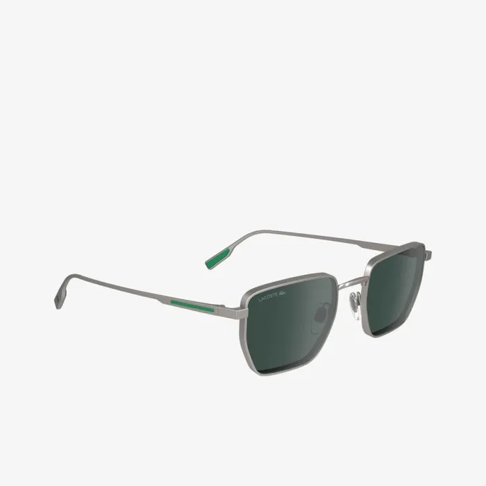 Sunglasses Men Lacoste Men039s Squared Metal Retro Sunglasses Matte Light Ruthenium 038