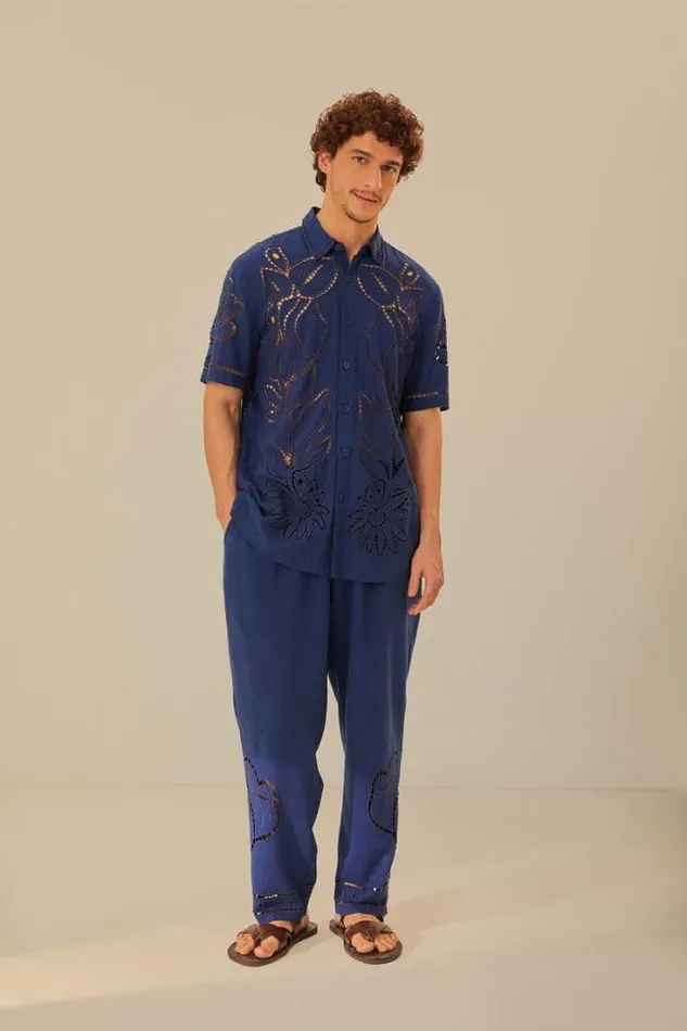 Surrealist Richelieu Embroidered Euroflax Premium Linen Pants Women FARM Rio Pants