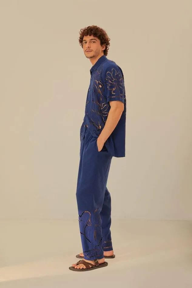 Surrealist Richelieu Embroidered Euroflax Premium Linen Pants Women FARM Rio Pants