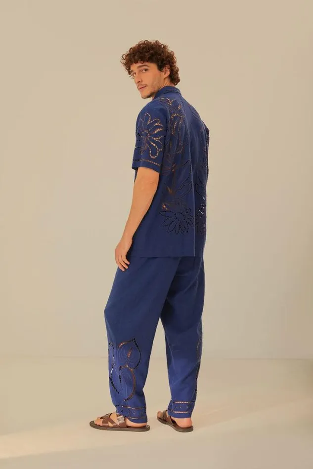 Surrealist Richelieu Embroidered Euroflax Premium Linen Pants Women FARM Rio Pants