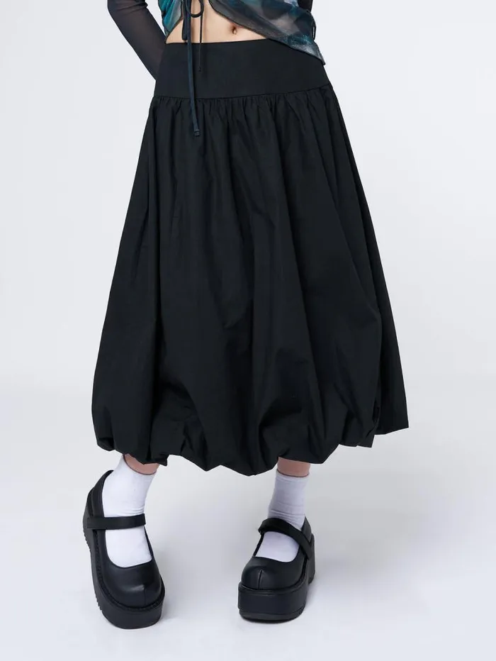 Suya Black Bubble Midi Skirt Women Minga London Bottoms