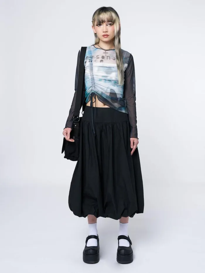 Suya Black Bubble Midi Skirt Women Minga London Bottoms