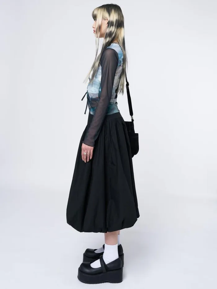 Suya Black Bubble Midi Skirt Women Minga London Bottoms