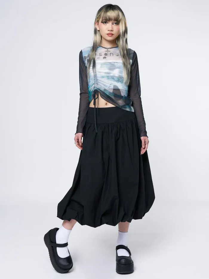 Suya Black Bubble Midi Skirt Women Minga London Bottoms