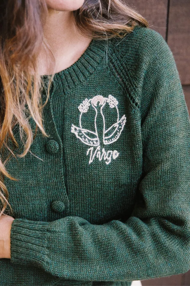 Sweaters and Outerwear The Astral Cardigan Virgo Emerald Christy Dawn Women