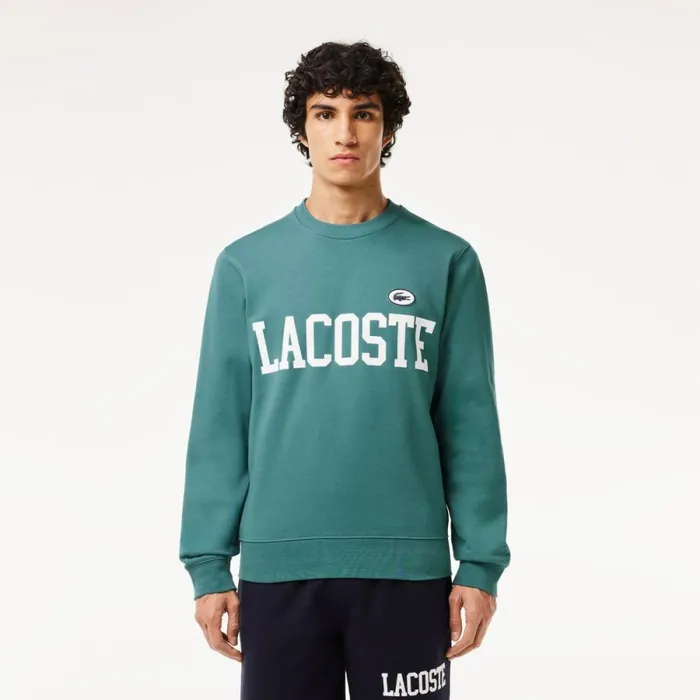 Sweaters and Sweatshirts Men Lacoste Men039s Branded Fleece Sweatshirt Hydro Blue Iy4