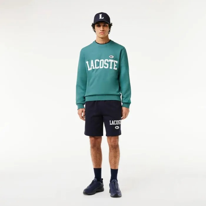 Sweaters and Sweatshirts Men Lacoste Men039s Branded Fleece Sweatshirt Hydro Blue Iy4