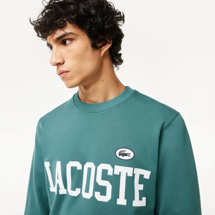 Sweaters and Sweatshirts Men Lacoste Men039s Branded Fleece Sweatshirt Hydro Blue Iy4