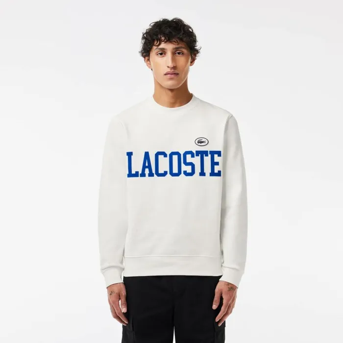 Sweaters and Sweatshirts Men Lacoste Men039s Branded Fleece Sweatshirt White 70v