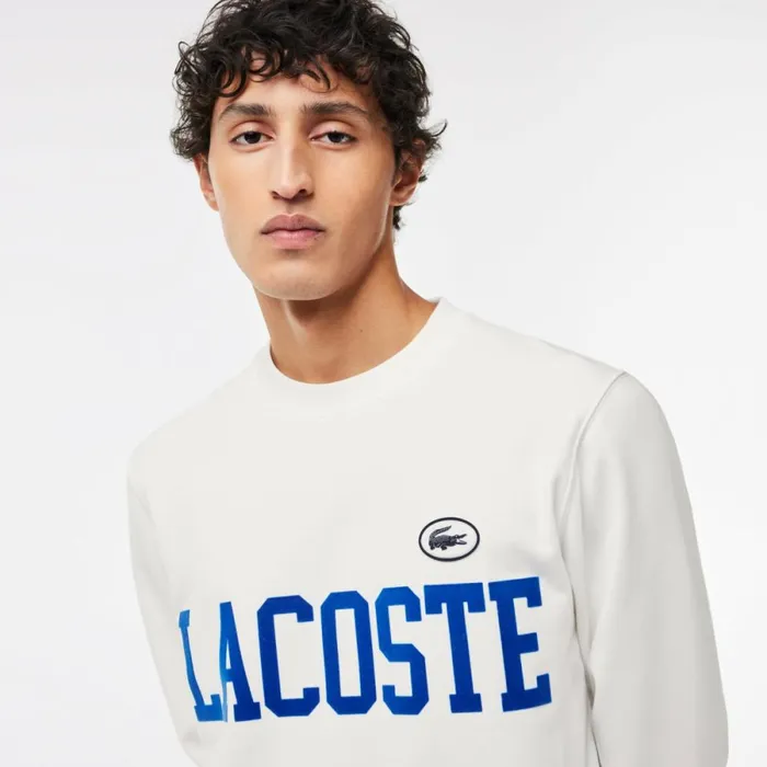 Sweaters and Sweatshirts Men Lacoste Men039s Branded Fleece Sweatshirt White 70v
