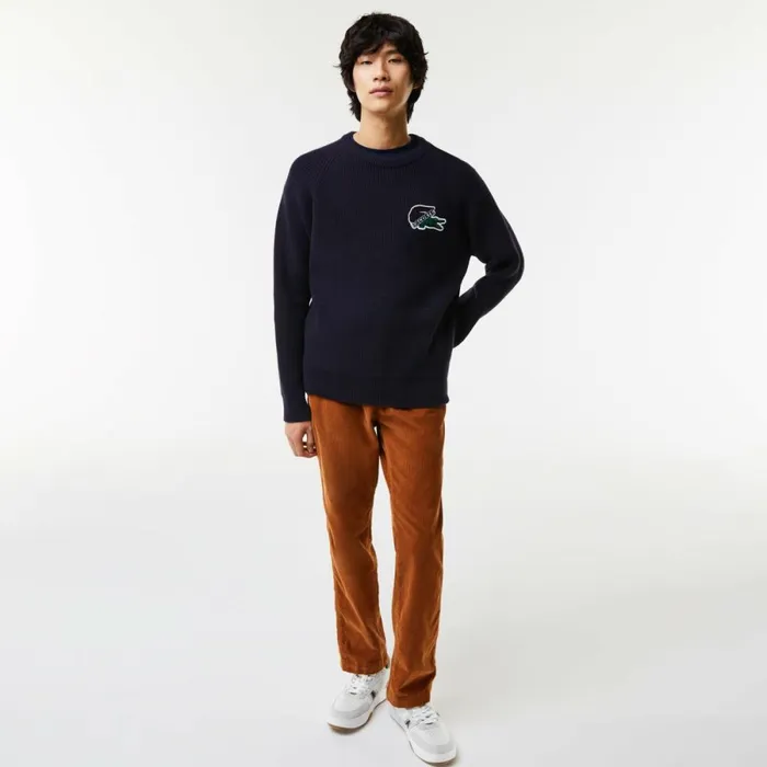 Sweaters and Sweatshirts Men Lacoste Men039s Crocodile Sweater Navy Blue 166
